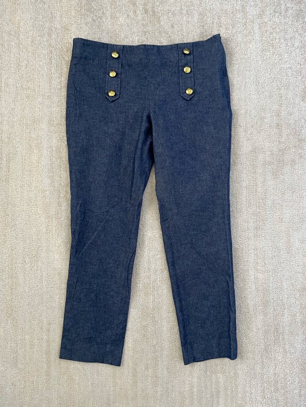Banana Republic Sloan Blue Cotton Crop Trousers Pants 6 Sailor Nautical